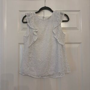 White Eyelet Sleeveless Top